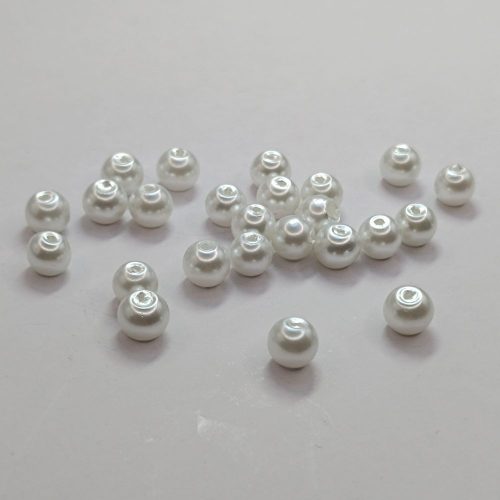 Üveg teklagyöngy - 6 mm - Fehér - 35 db 