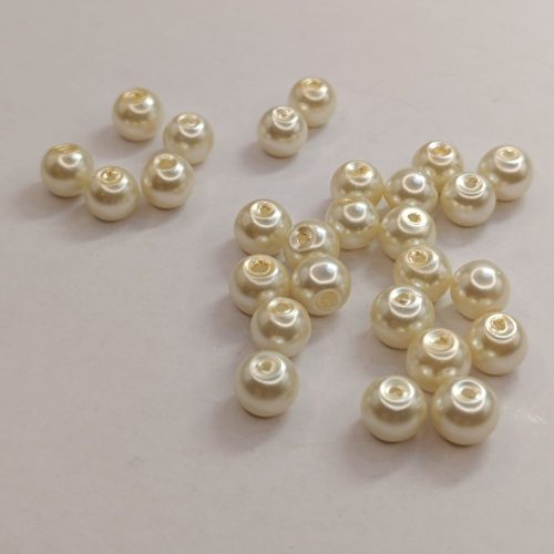 Üveg teklagyöngy - 6 mm - Bézs - 35 db 
