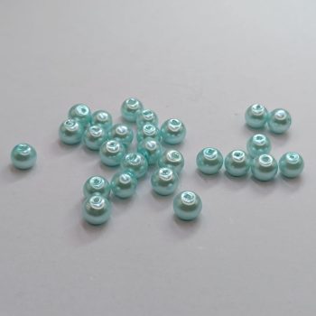Üveg teklagyöngy - 6 mm - Mentazöld - 35 db 