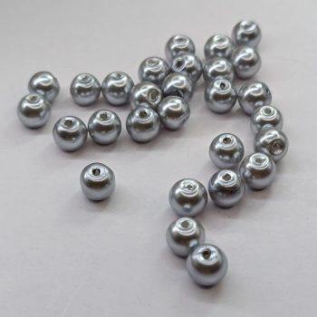 Üveg teklagyöngy - 6 mm - Ezüst - 35 db 