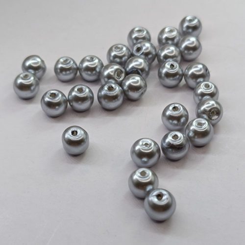 Üveg teklagyöngy - 6 mm - Ezüst - 35 db 