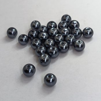 Üveg teklagyöngy - 6 mm - Sötét ezüst - 35 db 