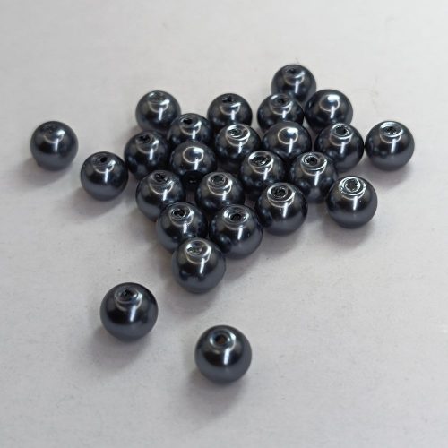 Üveg teklagyöngy - 6 mm - Sötét ezüst - 35 db 