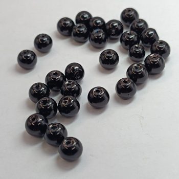 Üveg teklagyöngy - 6 mm - Fekete - 35 db 