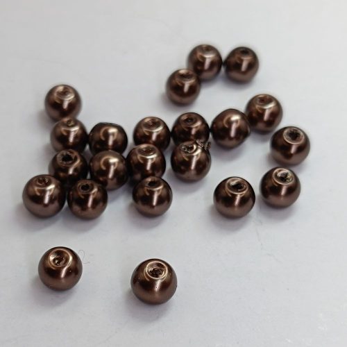 Üveg teklagyöngy - 6 mm - Sötét barna - 35 db 