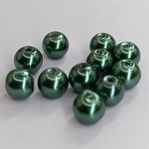 Üveg teklagyöngy - 6 mm - Sötétzöld - 35 db 