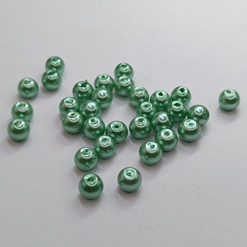 Üveg teklagyöngy - 6 mm - Pasztell zöld - 35 db 