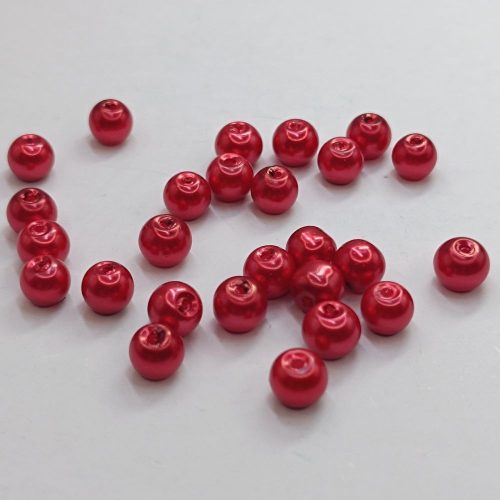 Üveg teklagyöngy - 6 mm - Piros - 35 db 