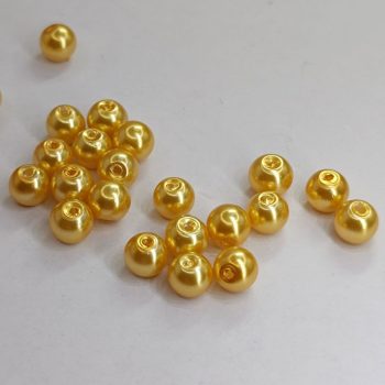 Üveg teklagyöngy - 6 mm - Világos arany - 35 db 