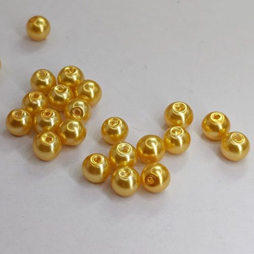 Üveg teklagyöngy - 6 mm - Világos arany - 35 db 