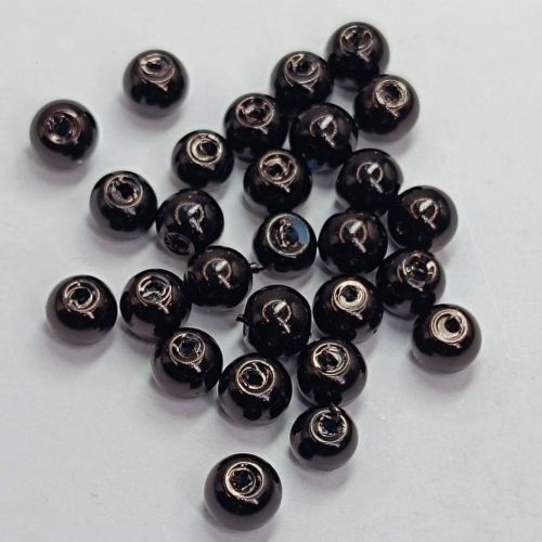 Üveg teklagyöngy - 4 mm - Fekete - 50 db 