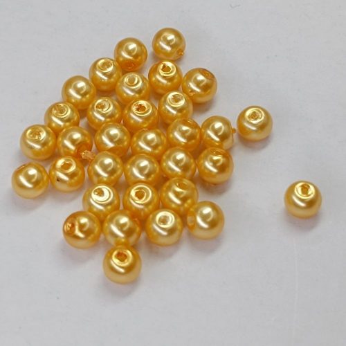 Üveg teklagyöngy - 6 mm - Arany - 50 db 