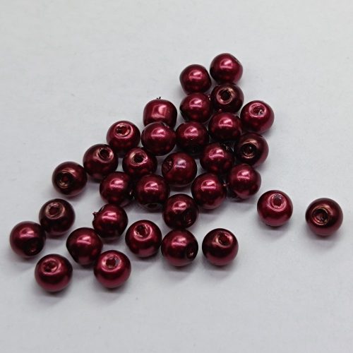 Üveg teklagyöngy - 4 mm - Bordó - 50 db 