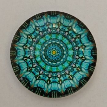 Üveg kaboson - 25 mm - türkíz mandala