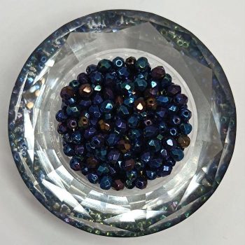 Cseh csiszolt gyöngy - 4 mm - Jet Blue Iris