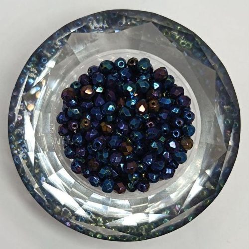 Cseh csiszolt gyöngy - 4 mm - Jet Blue Iris