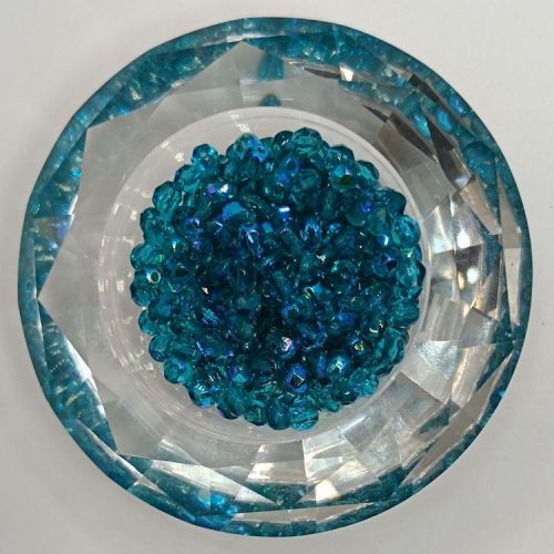 Cseh csiszolt gyöngy - 4 mm - Dark Aqua AB