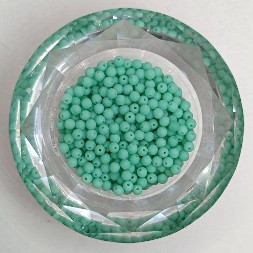 Cseh préselt golyó - 3 mm - Opaque Green Matted - 60 db 