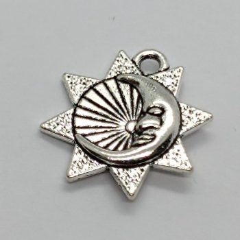 Fém Nap - Hold medál - ezüst - 16 x 15 mm