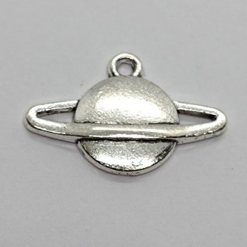 Fém Szaturnusz medál - ezüst - 20 x 13 mm