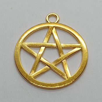 Fém pentagram medál - arany - 27 x 24 mm