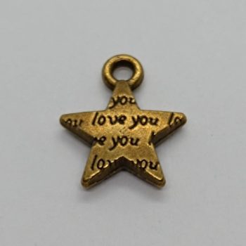 Fém csillag medál - bronz - 18 x 16 mm