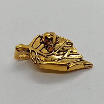 Fém levél medál - arany - 23 x 13 mm