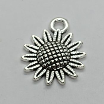 Fém virág medál - ezüst - 19 x 15  mm