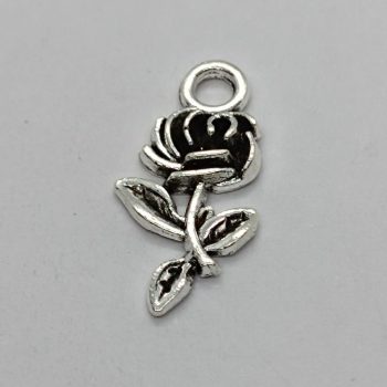 Fém virág medál - ezüst - 21 x 10 mm