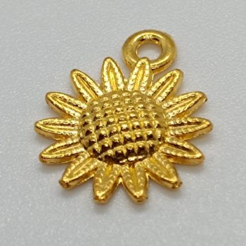 Fém virág medál - arany - 19 x 15  mm