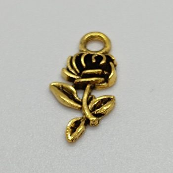Fém virág medál - arany - 21 x 10 mm