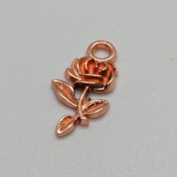 Fém virág medál - rose gold - 21 x 10 mm