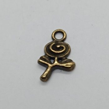 Fém virág medál - bronz- 15 x 9 mm