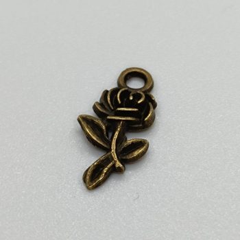 Fém virág medál - bronz- 21 x 10 mm