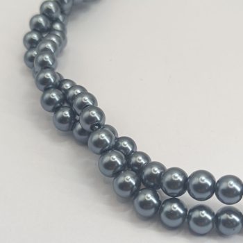Üveg teklagyöngy - 8 mm - Sötét ezüst - 1 szál 