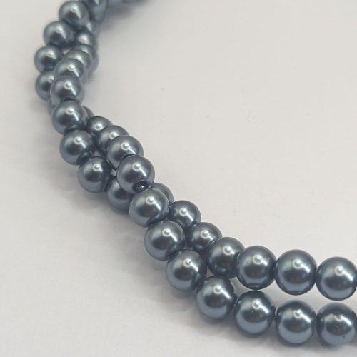 Üveg teklagyöngy - 8 mm - Sötét ezüst - 1 szál 