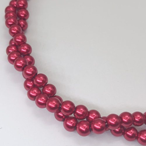 Üveg teklagyöngy - 8 mm - Piros - 1 szál 