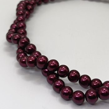 Üveg teklagyöngy - 8 mm - Sötét bíborlila - 1 szál 