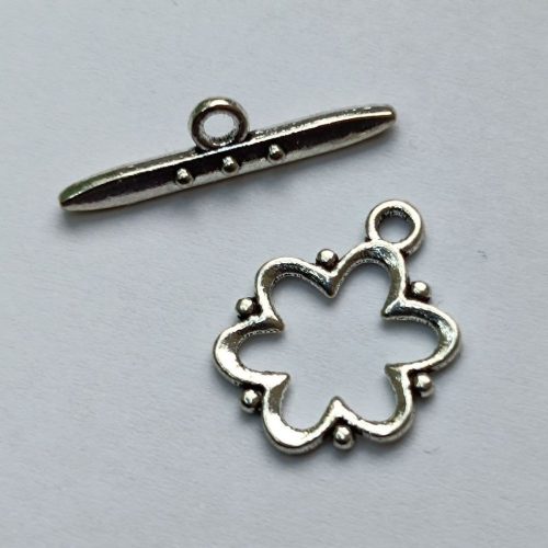 T-kapocs - virág - ezüst színű - 19 x 14 mm
