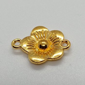 Fém köztes elem  - virág - arany - 21 x 16 mm