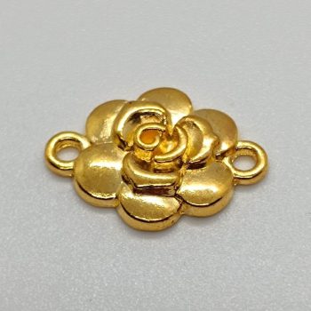Fém köztes elem  - virág - arany - 19  x 14 mm
