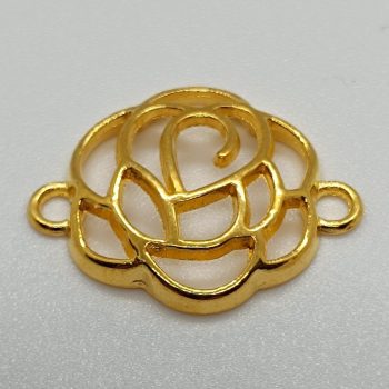 Fém köztes elem  - virág - arany - 23  x 19 mm