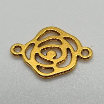 Fém köztes elem  - virág - arany - 20 x 15 mm