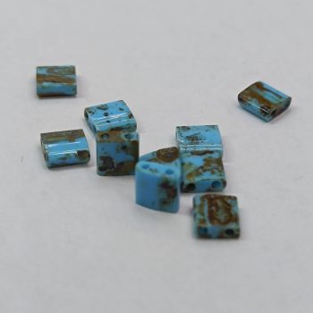 Miyuki tila gyöngy - Opaque Picasso Turquoise Blue 