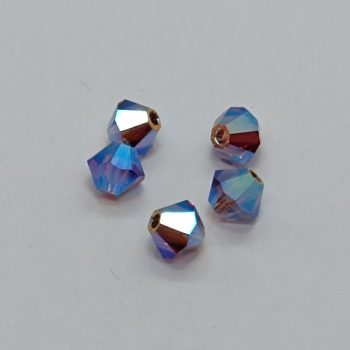 Preciosa Bicone gyöngy - Amethyst 2x AB - 4 mm