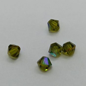 Preciosa Bicone gyöngy - Olivine AB - 4 mm