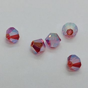 Preciosa Bicone gyöngy - Indian Pink 2x AB - 4 mm