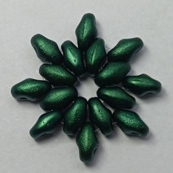 Superduo Cseh Préselt Gyöngy - Emerald - Gold Shine