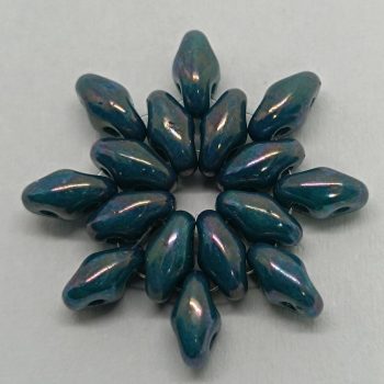 Superduo Cseh Préselt Gyöngy - Opaque Turquoise - Nebula